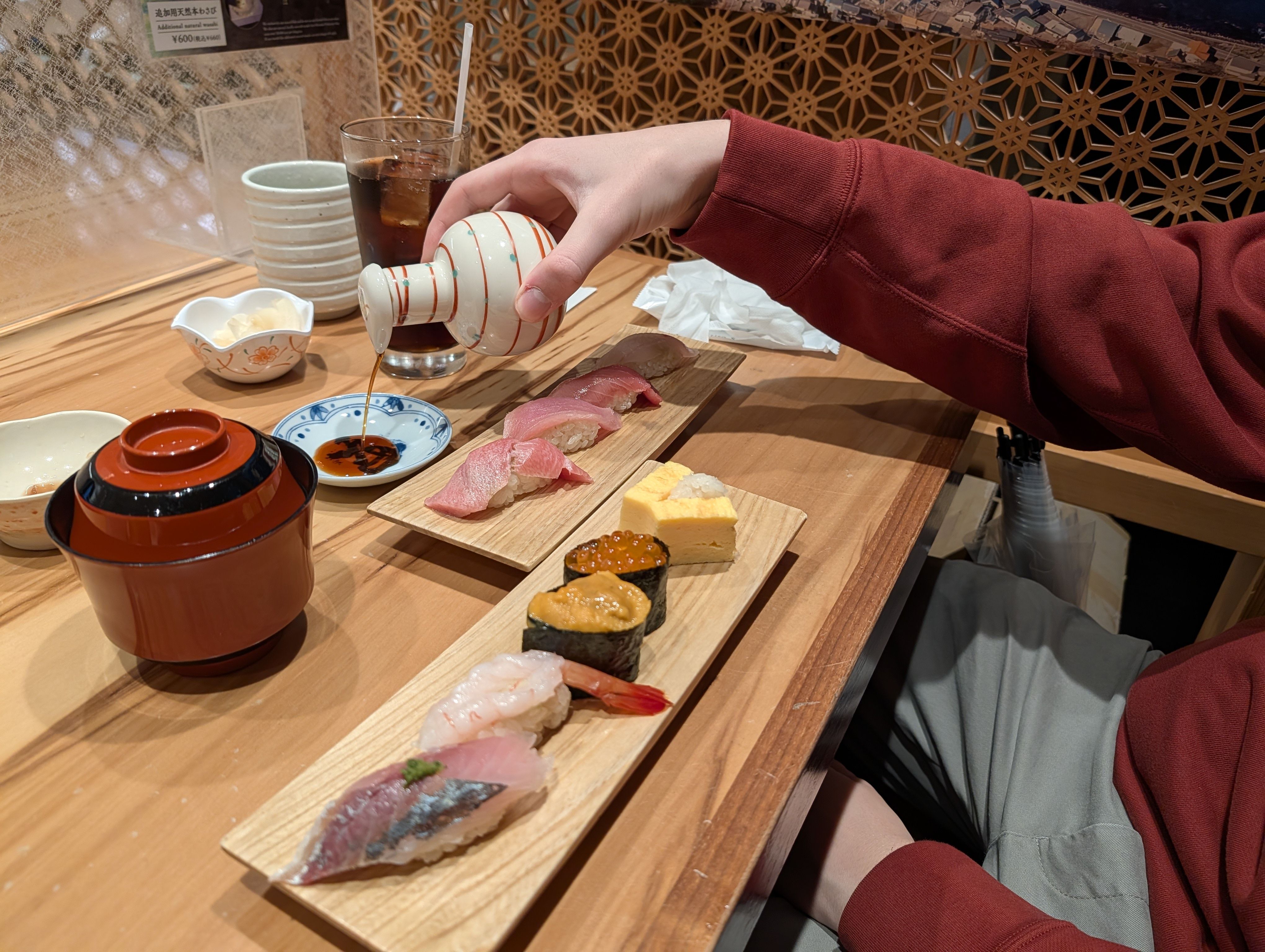 A tray of sushi from a Japanese train station