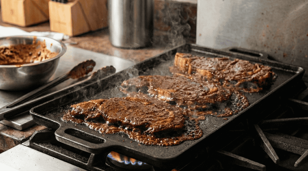 Steaks on a plancha