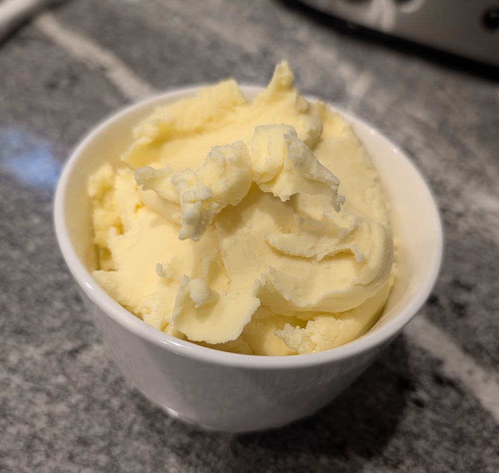 clotted cream served in a ceramic bowl